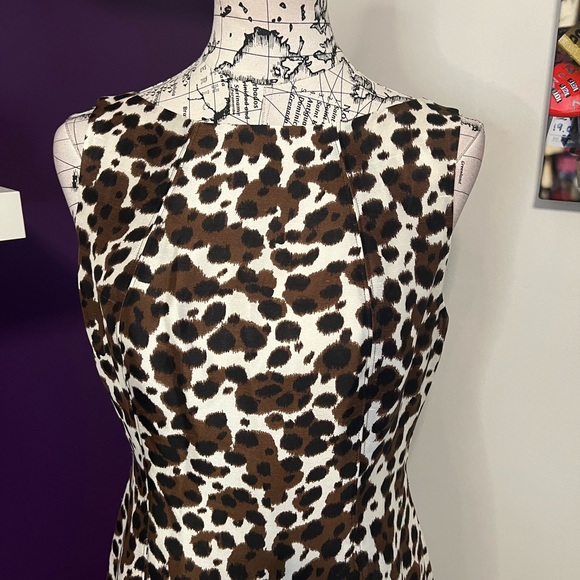 Ann Taylor Sleeveless Silk Animal Print Dress - Picture 2 of 9